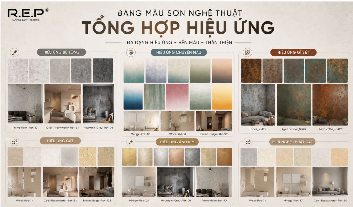 BẢNG GI&Aacute; SƠN HIỆU ỨNG REP - TRANG TR&Iacute; KH&Ocirc;NG GIAN CAO CẤP